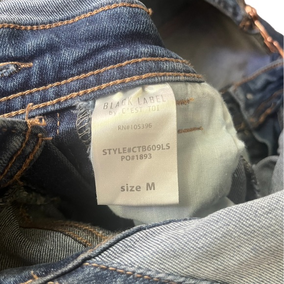 Black Label by C’est Toi Frayed Denim Overall Shorts- Size Med. - Picture 4 of 4